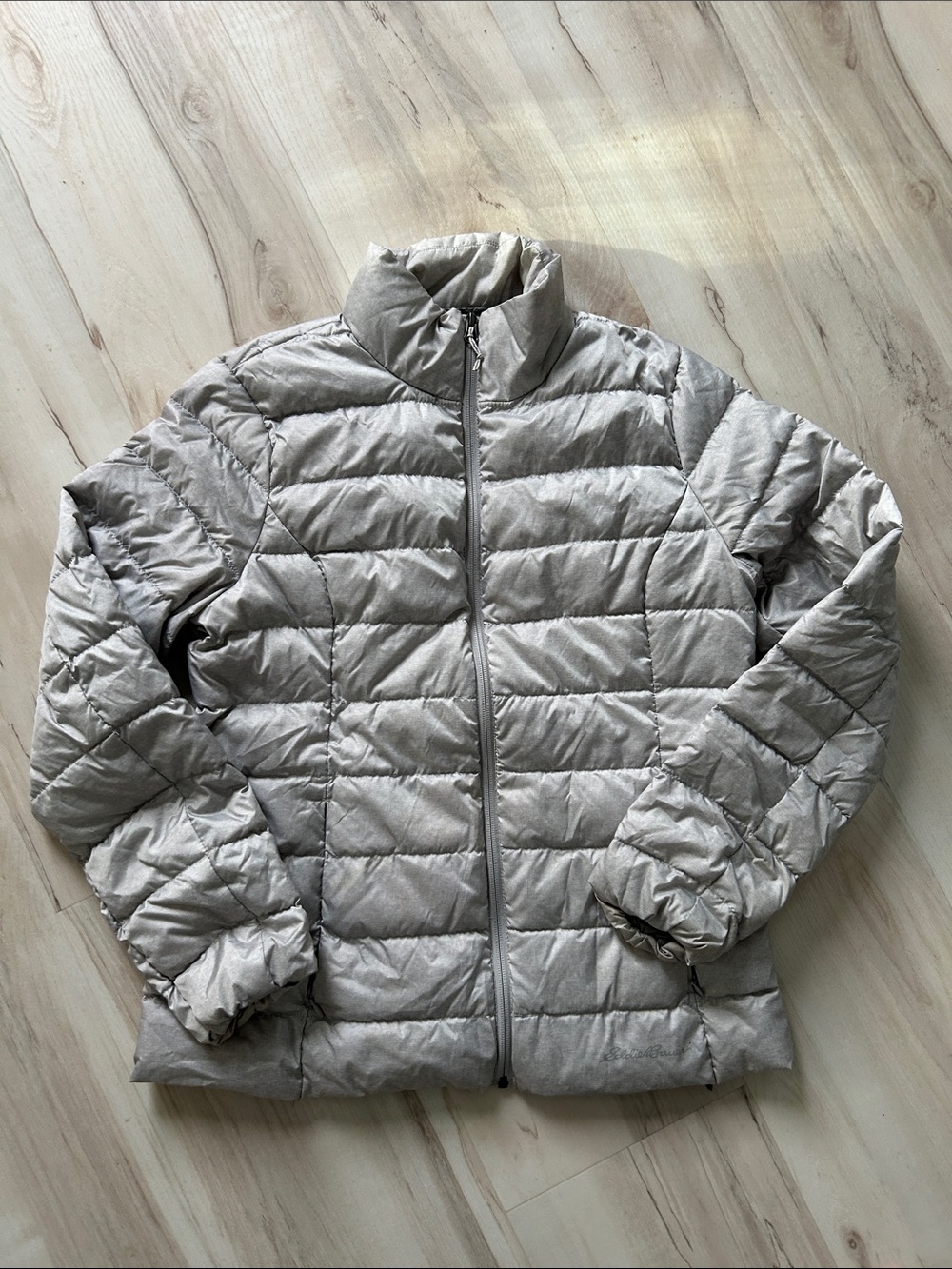 Eddie Bauer Light Gray Quilted Packable Puffer Jacket
